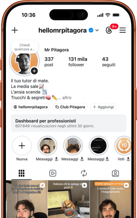 Il profilo di Mr. Pitagora su Instagram