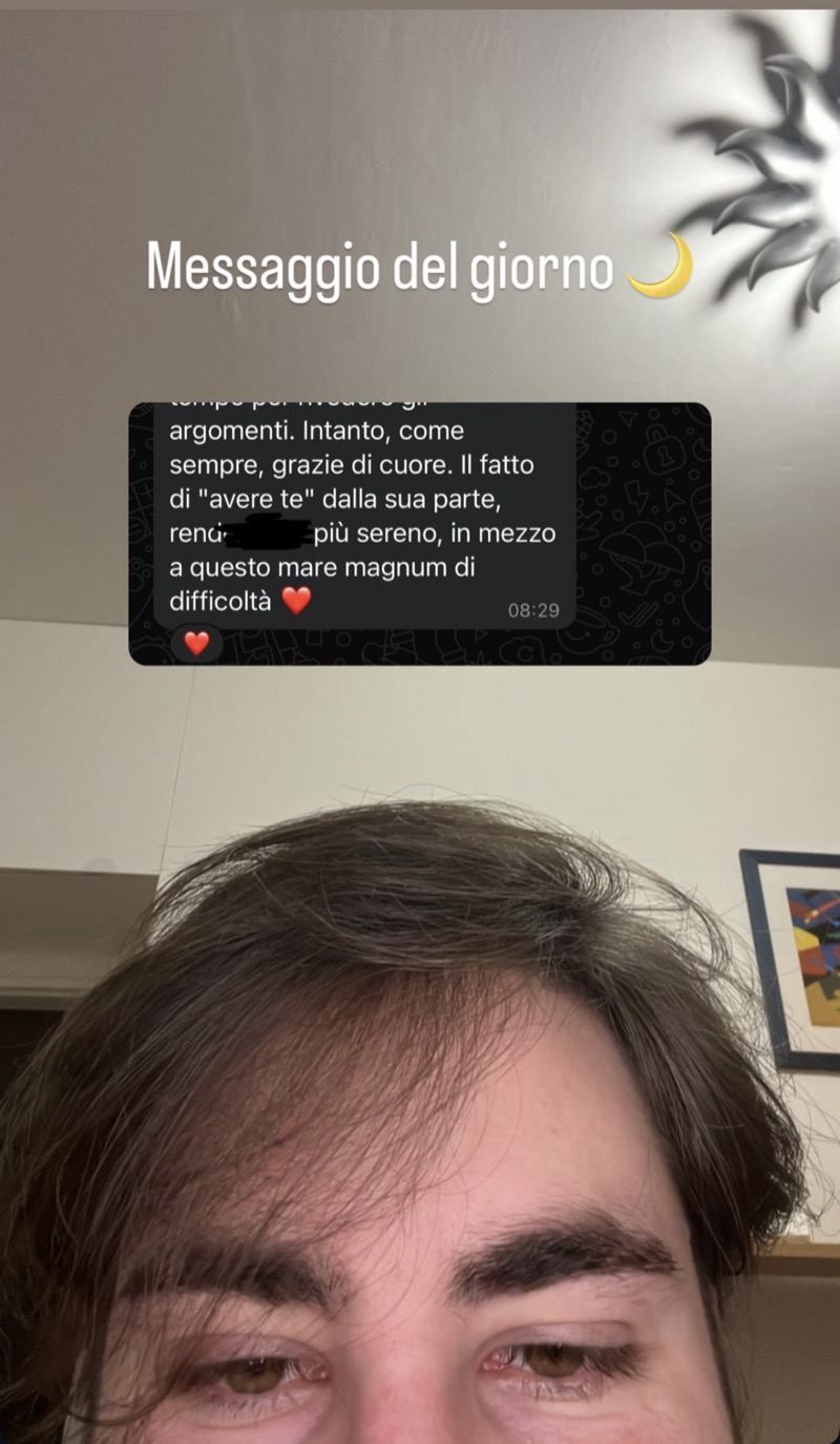 Messaggio di ringraziamento di un genitore che si sente supportato dal tutor in un momento difficile