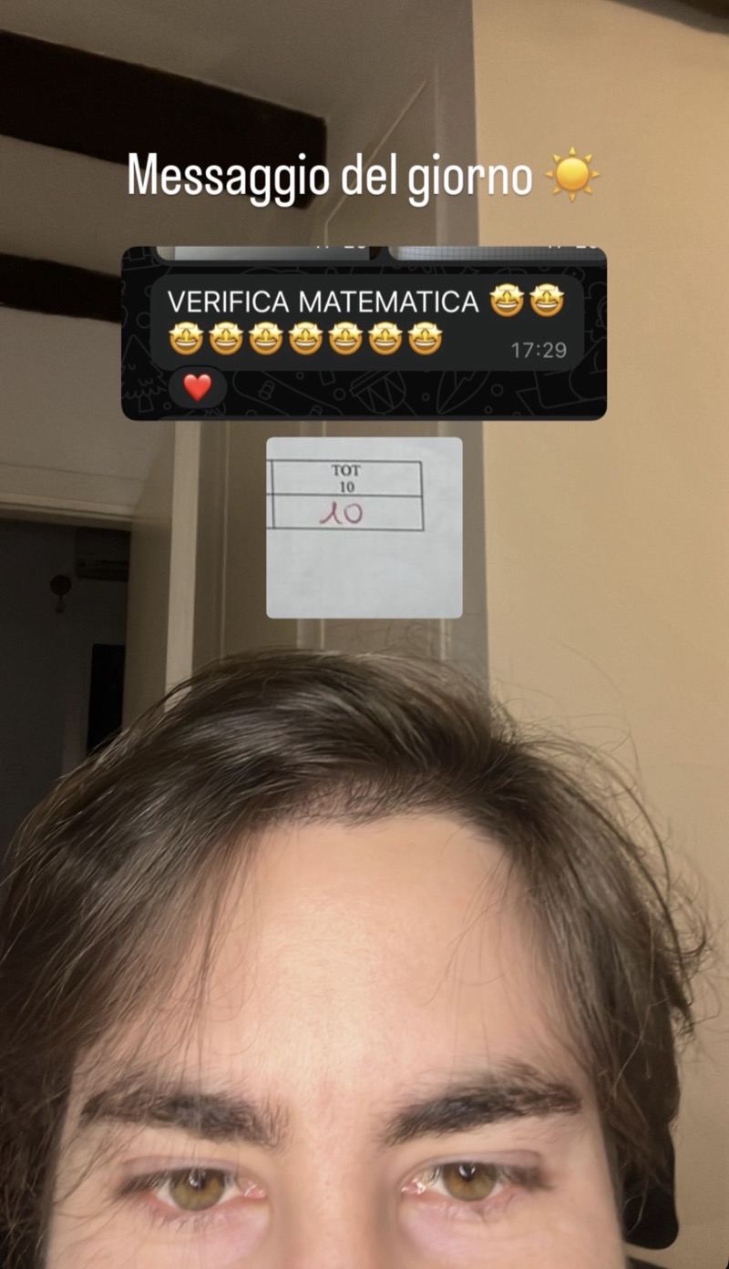 Messaggio euforico: 10 in verifica di matematica con foto del voto, risultato delle ripetizioni con Federico