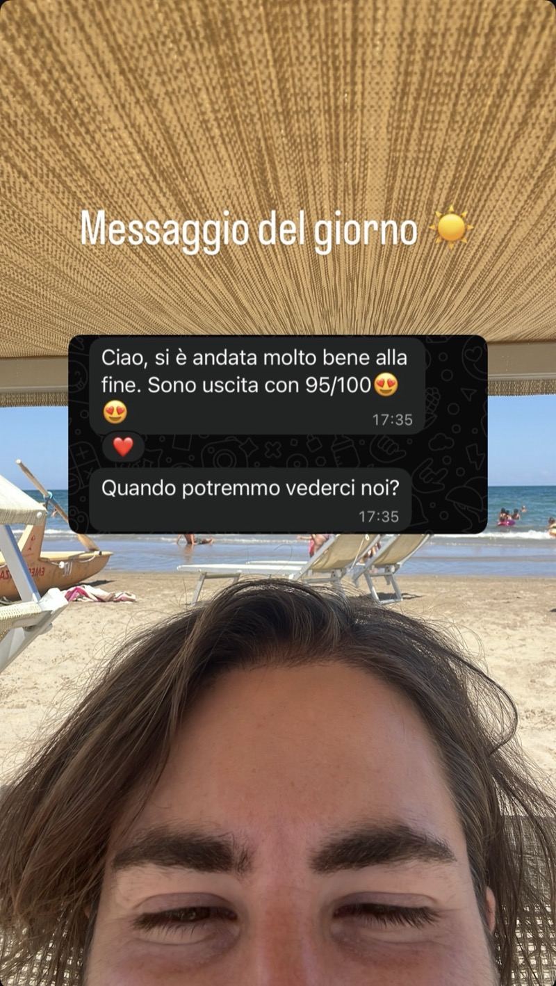 Messaggio del giorno: studentessa uscita con 95/100 ringrazia Federico e chiede di rivedersi per altre lezioni