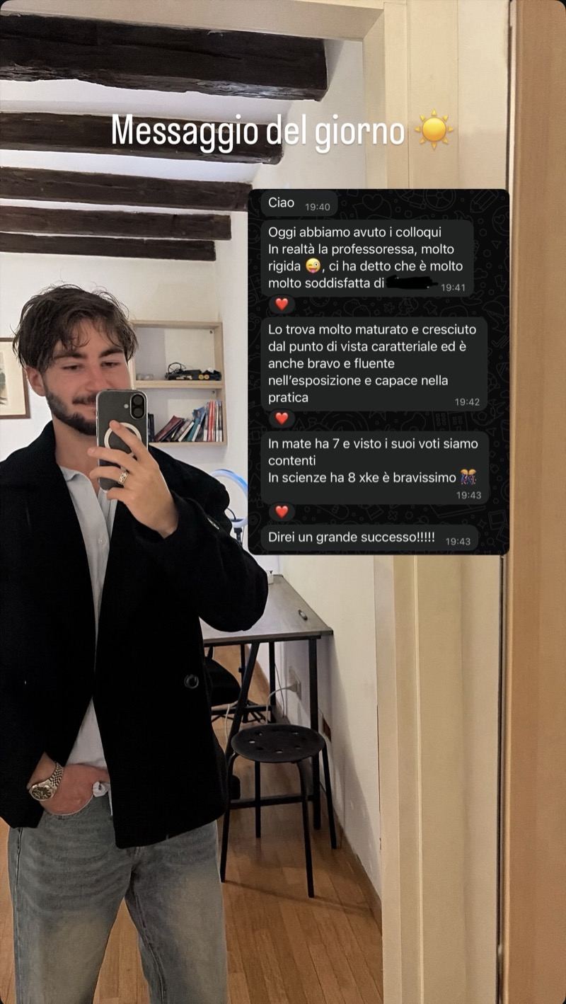 Genitore racconta i colloqui: 7 in mate, 8 in scienze, professoressa soddisfatta del percorso dello studente