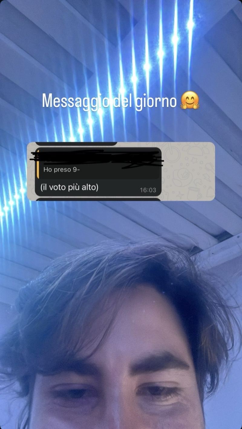 Messaggio del giorno: studente comunica un 9 meno, il voto pi&ugrave; alto della classe, dopo le ripetizioni con Federico