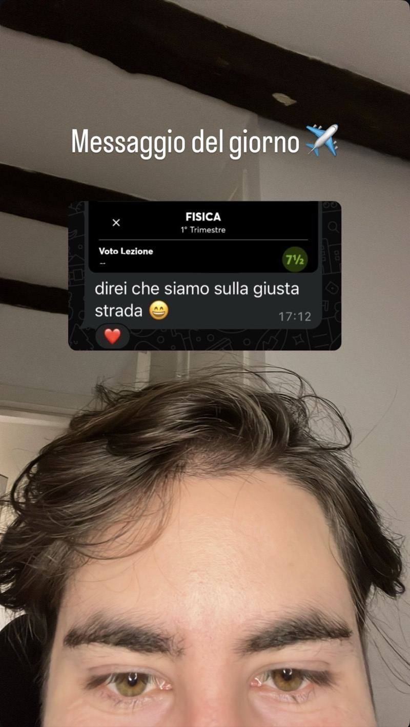 Messaggio del giorno: 7 e mezzo in fisica al primo trimestre, lo studente scrive siamo sulla giusta strada