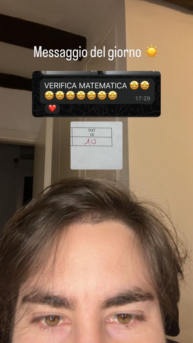 Storia Instagram di Mr. Pitagora: studente euforico manda la foto del 10 in matematica con la verifica