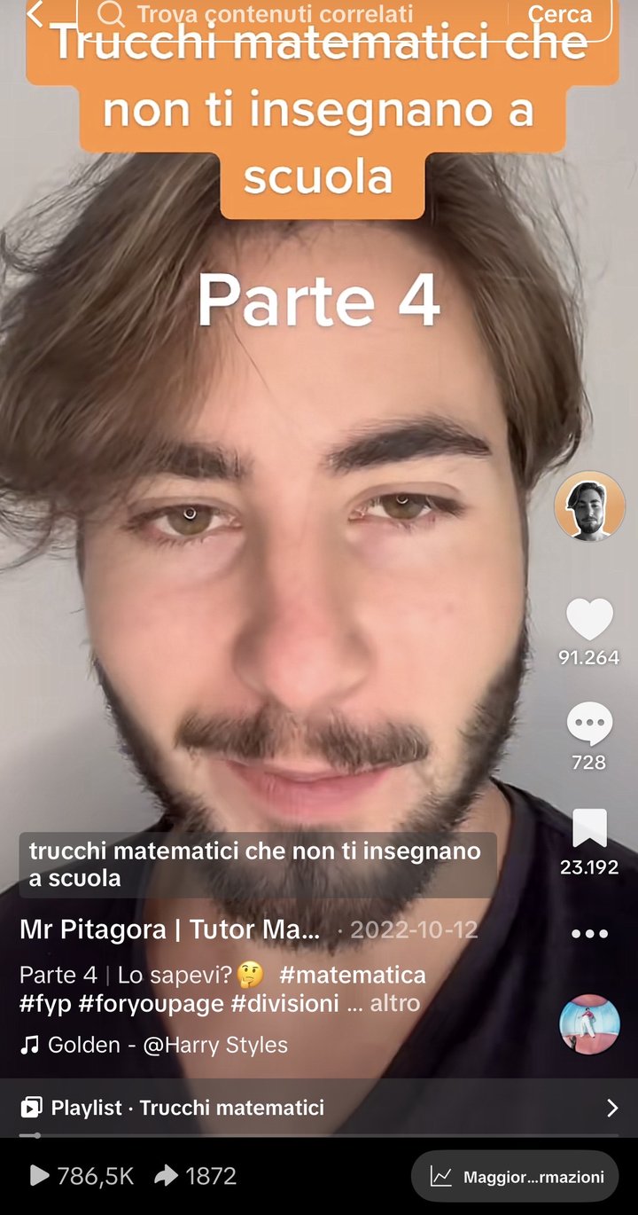 Trucchi matematici che non insegnano a scuola, parte 4: 786 mila visualizzazioni su TikTok