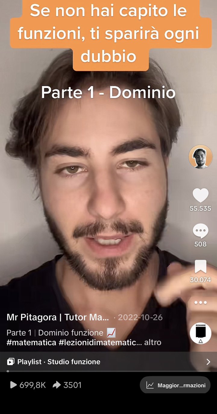 Come capire le funzioni partendo dal dominio: reel da 699 mila views con 55 mila like